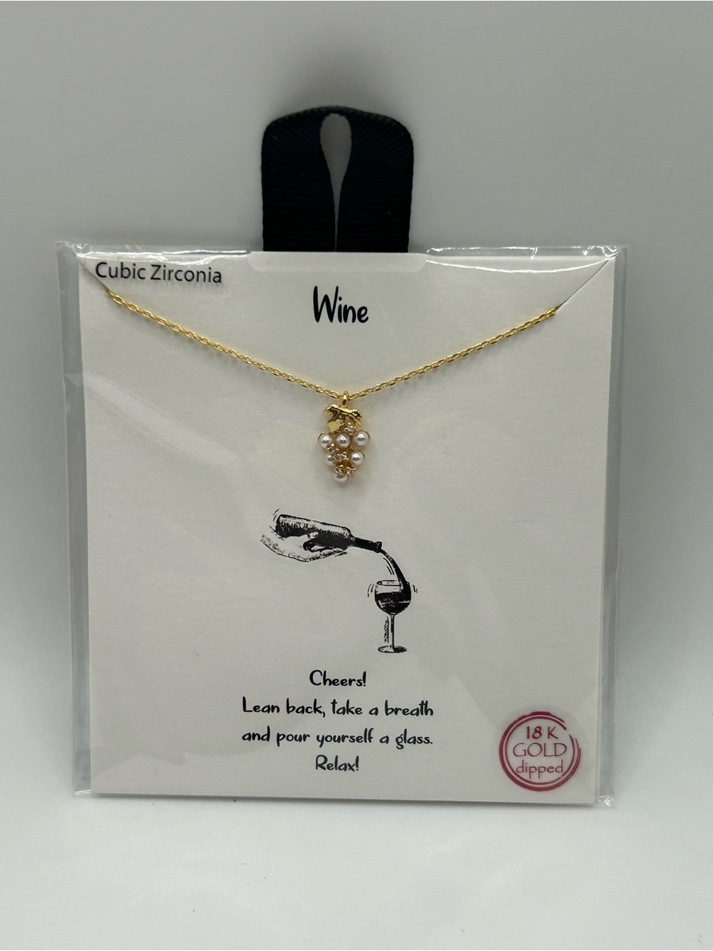 NEW Gold Wine Cluster Pendant Necklace w/ Pearls-Gold Dipped & Cubic Zirconia